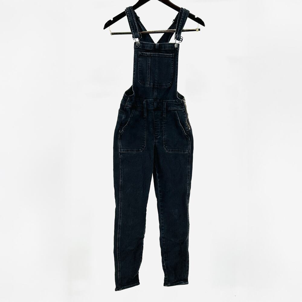 Madewell Denim Black Super Skinny Leg Workwear Side-Zip Overalls